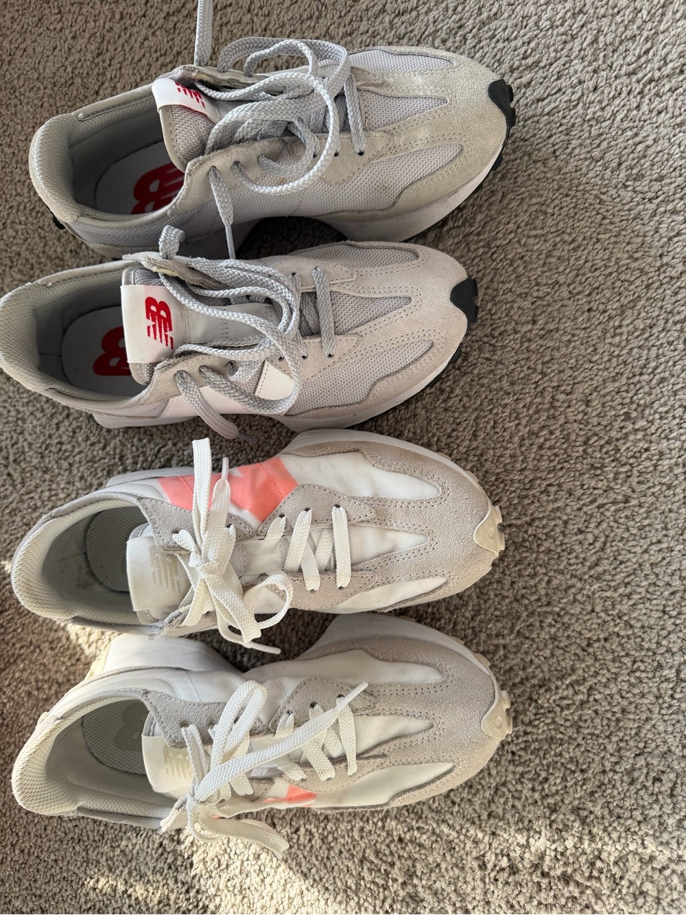 New Balance 327 sneakers lot of 2! Size 5.5 boys, 7 female w/extra laces gray wh - Picture 15 of 15